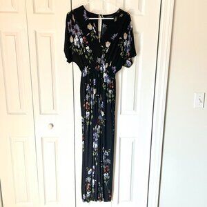 Black Floral Pant Jumpsuit XS